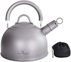 iBasingo 2L/ 67oz Titanium Whistling Tea Kettle for Gas Stove Ultralight Water Jug Outdoor Big Capacity Teapot Water Bottle with Folding Handle and Warning Buzzer for Camping Home Kitchen Ti3097D by BoundlessVoyage