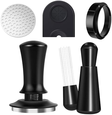 Espresso Accessories Kit 54mm, Espresso Tamper, WDT Tool, Espresso Tamper Mat, Espresso Dosing Funnel, Puck Screen, Espresso Tools for 54mm Coffee Machine Accessories by Fosinsee