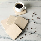 Koville Set of 6 Natural Marble Coasters for Coffee Table with Holder, Beige Yellow Marble Coaster Square 3.9" inches for Table Décor Home Décor, Handmade Luxury Aesthetic Drink Coasters for Dining - Image 6