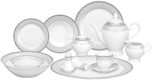 Lorren Home Trends 57-Piece Porcelain Dinnerware Set, Alina-SL, Service for 8 by LorrenHomeTrends
