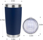 20oz Stainless Steel Tumbler Bulk with Lid, Travel Mug - Double Wall Vacuum Powder Coated Cup - Navy Blue, 6 Pack - Image 4
