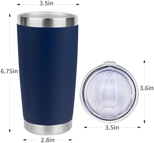 20oz Stainless Steel Tumbler Bulk with Lid, Travel Mug - Double Wall Vacuum Powder Coated Cup - Navy Blue, 6 Pack - Image 4