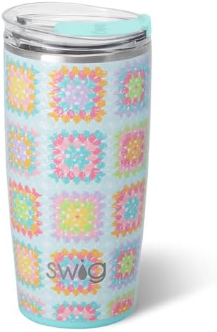 Swig Life 22oz Insulated Tumbler with Lid, Granny Squares by SwigLife