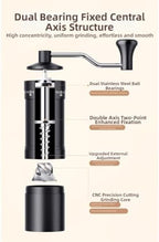 Portable manual coffee grinder with stainless steel burrs and metal body, adjustable for fine to coarse grind, for travel and home coffee brewing (Black1) - Image 7
