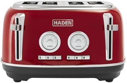 Haden Dorset 4 Slice Wide Slot Stainless Steel Toaster, Rectory Red by Unknown