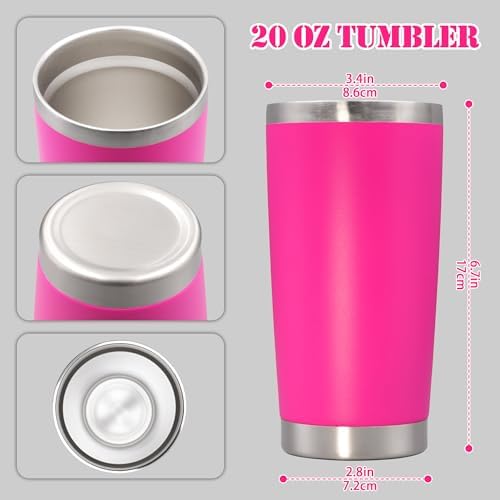 20 oz Tumbler Insulated Tumblers Stainless Steel Coffee Mug,Hot Pink 6PCS - Image 5
