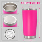 20 oz Tumbler Insulated Tumblers Stainless Steel Coffee Mug,Hot Pink 6PCS - Image 5