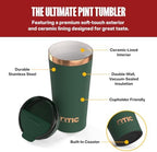 RTIC 18oz Pint Tumbler with Lid, Ceramic Lined, Dark Pine - Image 2