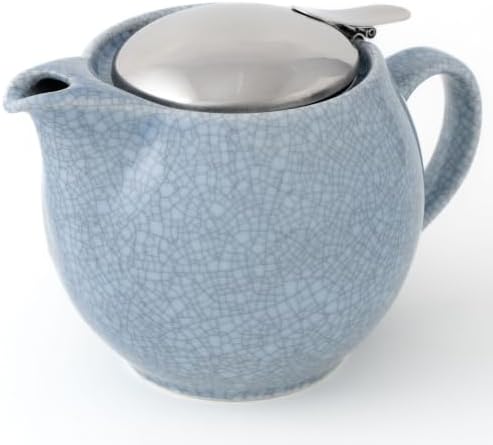 Zero Japan Bee House Round Teapot For One, 15 Oz - Ceramic Tea Pot with Stainless Steel Lid and Infuser, Smooth-Pour Spout (Crackle Lavender) by ZEROJAPAN