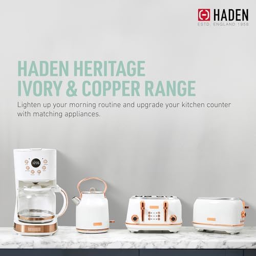 Haden Heritage 1.7 Liter Stainless Steel Electric Kettle, Hot Water Kettle with 360-Degree Base and Auto Shutoff, Ivory & Copper - Image 5