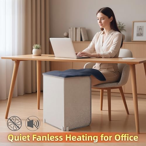 Under Desk Heater, Foot Warmer with Foot Heating Pad, Quiet 195W Under Desk Foot Warmer with Detachable Blanket for Office Home, Energy-Saving 5 Temperature Levels Timer Grey Cuboid UEMUSI - Image 4