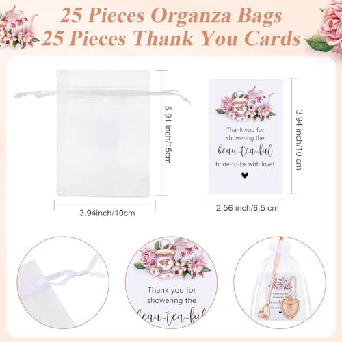 Qinyoung 25 Sets Bridal Shower Tea Party Favors for Guests, Rose Gold - Image 4