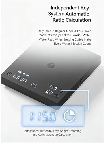 Coffee Scale Pour Over Coffee Scale Espresso Scale,Flow Rate, Auto Timer,Ratio, 3 Brewing Modes, 2kg Capacity(Basic3 Scale Black) - Image 4