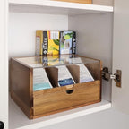 HTB Acacia Wood Tea Organizer 2 Tier with Drawer,Large Capacity - Image 6