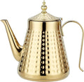 SANQIAHOME 1.6L(54oz) Stainless Steel Hammer Patterned Teapot With Removeable Infuser,Loose leaf cover,Gold by SANQIAHOME