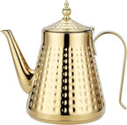 SANQIAHOME 1.6L(54oz) Stainless Steel Hammer Patterned Teapot With Removeable Infuser,Loose leaf cover,Gold by SANQIAHOME