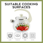 Enamel Kettle with Whistle 2.7 Qt (2.5 L) Stovetop Kettle with Ergonomic Handle, Teapot for Stovetop, Hot Water Kettle, Kettle for Stove Top, Induction and Dishwasher Safe (Strawberry) - Image 5