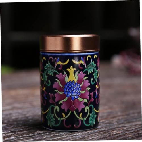 Enamel Tea Kitchen Salt airtight Loose Tea canisters airtight Tea tin Ceramic Tea Container jar Ceramic Tea Canister tins Tea Storage Cans Loose Leaf Cookie jar Metal Travel-Blue - Image 2