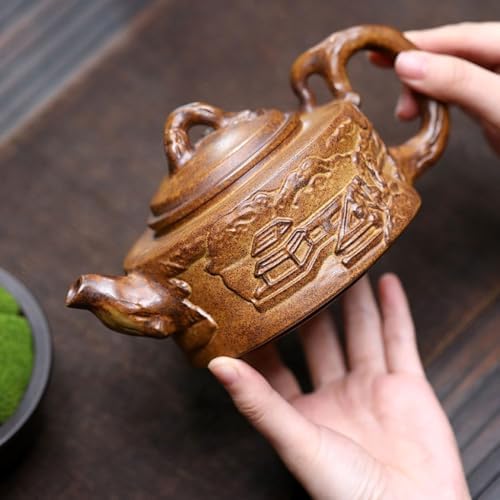 Tea Kettle Creative Stoneware Relief Dezhong Teapot Office Single Pot Tea Maker Ceramic Tea Infuser - Image 5