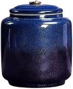 Tea Storage Containers Chinese Retro Kiln Change Glaze Loose Leaf Tea Warehouse Large Sealed Storage Jar Decorative Porcelain Tea Tins(Blue) by Unknown