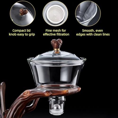 Glass Kung Fu Tea Set with Little Monk Tea Pet, Semi-Automatic Lazy Teapot with Fair Cup & 6-Piece Tea Tools, Chinese Tea Ceremony Gift Set for Adults - Image 6