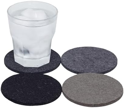 Graf Lantz - Bierfilzl Merino Wool Round Coasters Set of 4 - Shadow (4"x4"x5mm) - Absorbs 30% of Weight - Natural German Wool - Heat Resistant, Sustainable, Reusable - Home Decor by GrafLantz