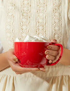 Teocera 16oz Large Coffee Mugs Set of 4 - Thick White Porcelain Cups for Cappuccino, Latte, Tea & Hot Chocolate - Dishwasher Safe Ceramic with Comfort Grip Handles (Red) - Image 6