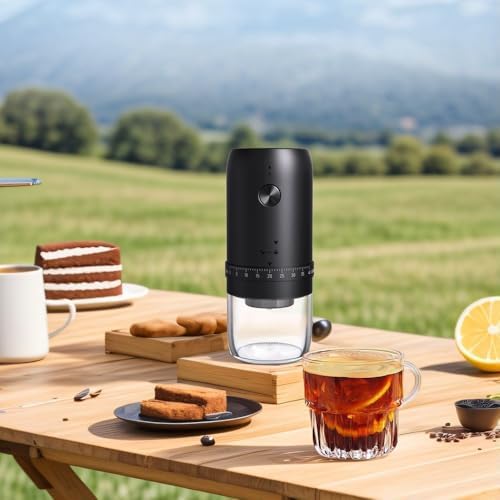 Portable Electric Burr Coffee Grinder with 40 Adjustable Settings & 35g Capacity, 1800mAh Rechargeable Coffee Bean Grinder with Conical Ceramic Burr, for Travel, Camping, White - Image 3