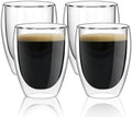 12oz Glass Coffee Mugs Set of 4, Double Walled Espresso Cups for Latte Cappuccino Cocoa Milk Cafe Juice, Clear Glass Tea Cup Set Glassware Gift for Christmas Birthday (12oz-4Pack) by Unknown