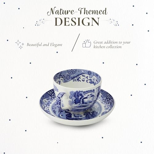 Spode Blue Italian Teacup and Saucer | Set of 4 Jumbo Mugs | Coffee Mug | 20 Ounce Cup for Tea, Lattes, Espressos, and Hot Beverages | Blue and White | Dishwasher Safe - Image 3