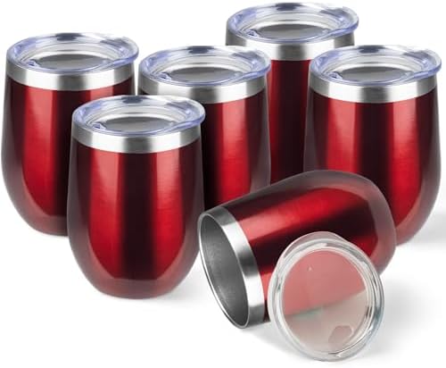 StarSpeed 12oz/6 Pack Insulated Wine Tumbler with Lid,Wine Red by StarSpeed