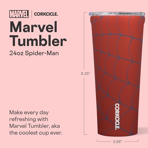 Corkcicle Insulated Tumbler with Lid, 24 oz, Marvel Spider-Man - Image 2