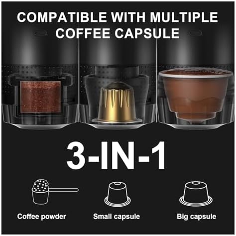 Wireless Electric Portable Espresso Coffee Machine For Car & Home Camping Coffee Maker 3-in-1 Capsule Powder Travel Coffee Maker(Metallic grey) - Image 5