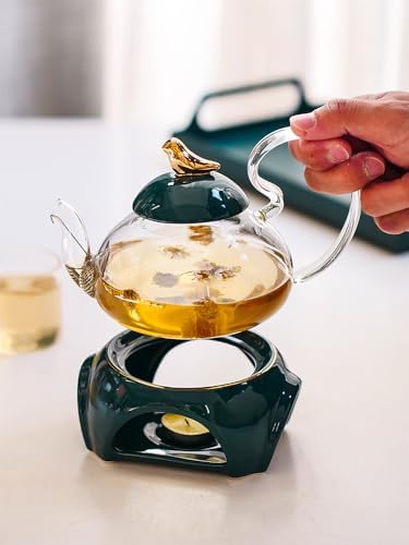 Water Pitcher Flower Tea Cup Set Fruit Flower teapot Set Glass Flower teapot Set Heat-Resistant Base Heating Water Jug - Image 6