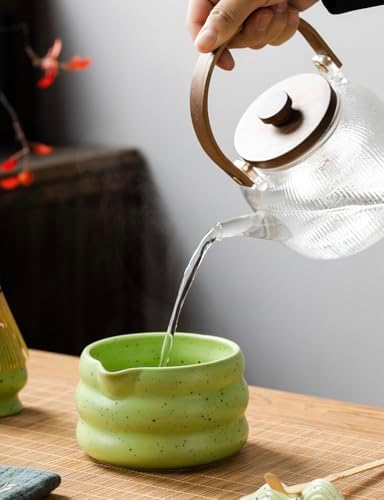 Matcha Tea Making Set 7 Piece Pack in Matcha Green, Ceramic Japanese Style Tea Ceremony Kit with Bowl, Whisk, Scoop and Stand for Home Use - Image 6