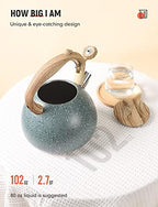 BELANKO 2.7 Quart Tea Kettle for Stovetops - Food Grade Stainless Steel Teapot with Loud Whistle, Cool-Touch Wood Pattern Handle, Rust-Resistant Whistling Kettle - Starry Green - Image 3