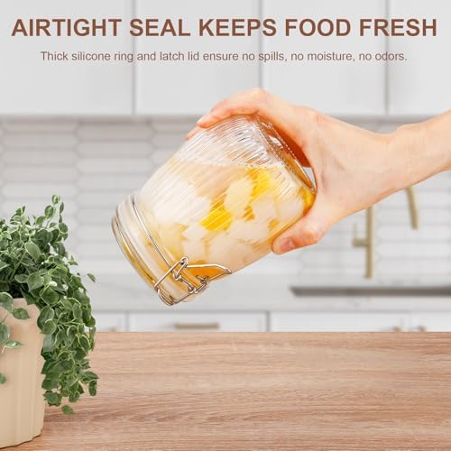 Glass Jars with Airtight Lids, 26oz Glass Storage Jars Set of 6, Thick Food Storage Containers for Pantry Organization, Kitchen Counter, Coffee, Pasta, Cereal - Image 3
