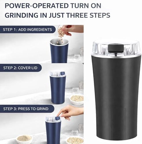 Electric Coffee Grinder with Stainless Steel Blades, Portable Multi-Grain Mill for Coffee Beans, Spices, Herbs, Tea, Includes Cleaning Brush - Image 4