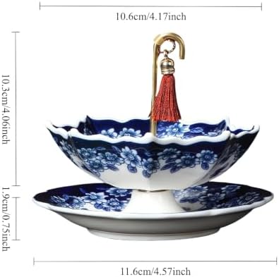 Umbrella Shape Ceramic Tea Strainer - Blue & White Porcelain Rotating Loose - Image 2