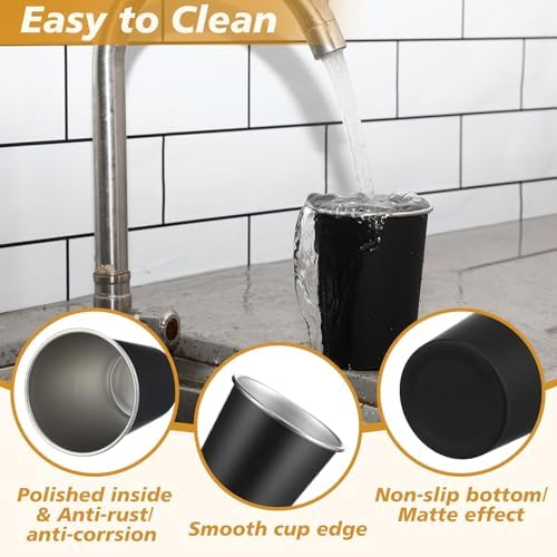 Mimorou 20 Pack 12 oz Stainless Steel Cups Metal Cup, Black - Image 3