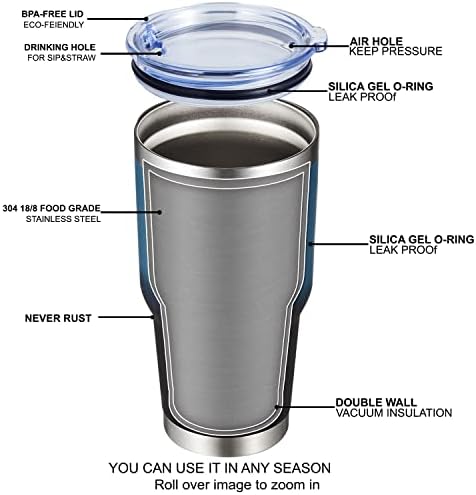 MEWAY 30oz Insulated Tumbler With Lids and Straws,Stainless Steel Double Vacuum Coffee Tumbler Cup, Brush, Durable Powder Coated Coffee Cup for Cold & Hot Drinks(Blue Black, 8 PACK) - Image 4