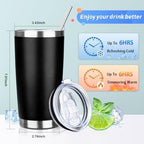 20oz Tumbler with Straw and Brush, Stainless Steel Vacuum Insulated tumbler, Double Wall Insulated Coffee Tumbler for Outdoor, Home, Travel,Office (Black,4pcs) - Image 2