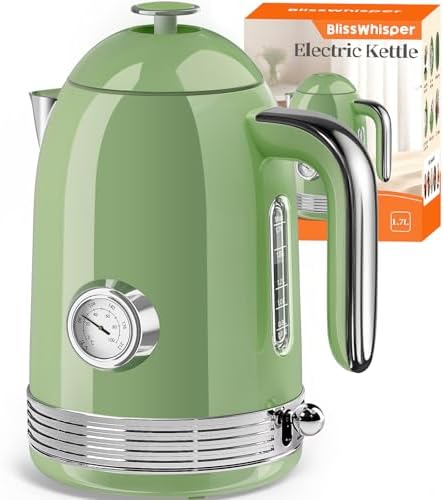 Electric Kettle, 1.7L Tea Kettle with Thermometer, Retro Green by Unknown