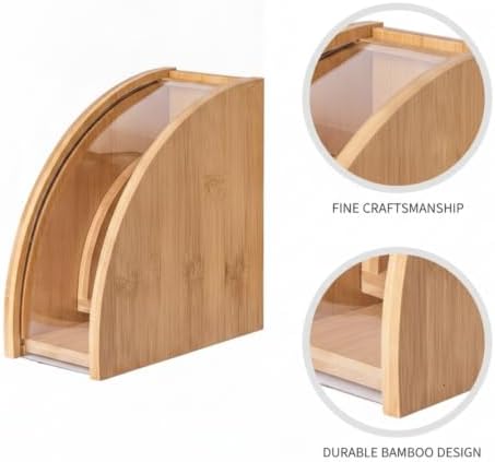 Bamboo Coffee Filter Holder Box with Lid for Cone Filters, Kitchen Counter Storage Organizer - Image 6