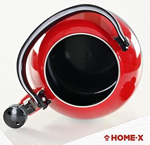 Home-X Santa Claus Whistling Tea Kettle - Porcelain Coated Stainless Steel Tea Kettle for Boiling Water - Cute Red Teapot for Stovetop - 2-Liter Capacity, 9"L x 7"W x 9"H Whistling Teapot - Image 7