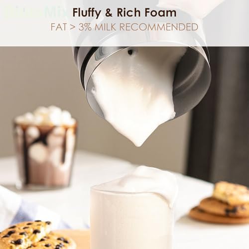 Automatic Warmer Milk Steamer, Electric Hot Milk Frother with 300ml Large Capacity, Digital Touchscreen Control and Adjustable Temperature Setting for Cappuccino, Latte and Hot Chocolate (White) - Image 4