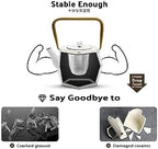 Toptier Cast Iron Teapot, Stovetop Safe Japanese Cast Iron Tea Kettle, Diamond Design Tea Pot with Removable Infuser for Loose Tea, 30 Ounce (900 ml), White - Image 3