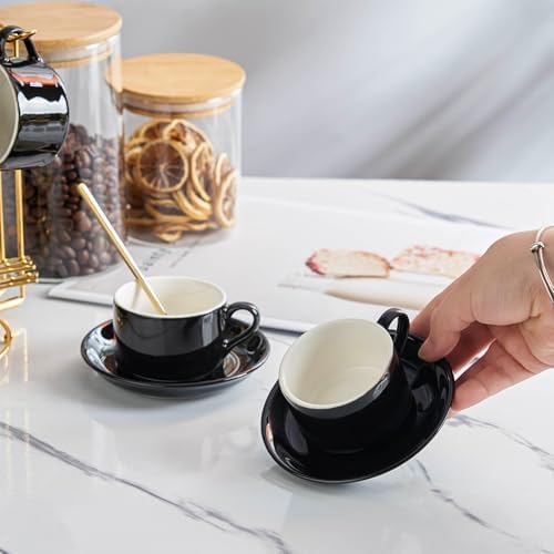 YOLIFE 2.5 OZ Porcelain Espresso Cups Set with Saucers and Foldable Stand - Image 5