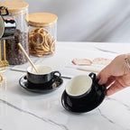YOLIFE 2.5 OZ Porcelain Espresso Cups Set with Saucers and Foldable Stand - Image 5