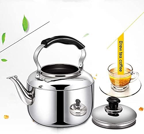 Whistling Kettle Whistling Tea Kettles Stovetop Stylish Stove Top Kettles Large Satin Stainless Steel Whistling Kettle with Soft Touch Handle Push Button Spout - Image 3